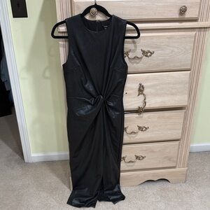 Express Black Midi Dress with Twist Detail